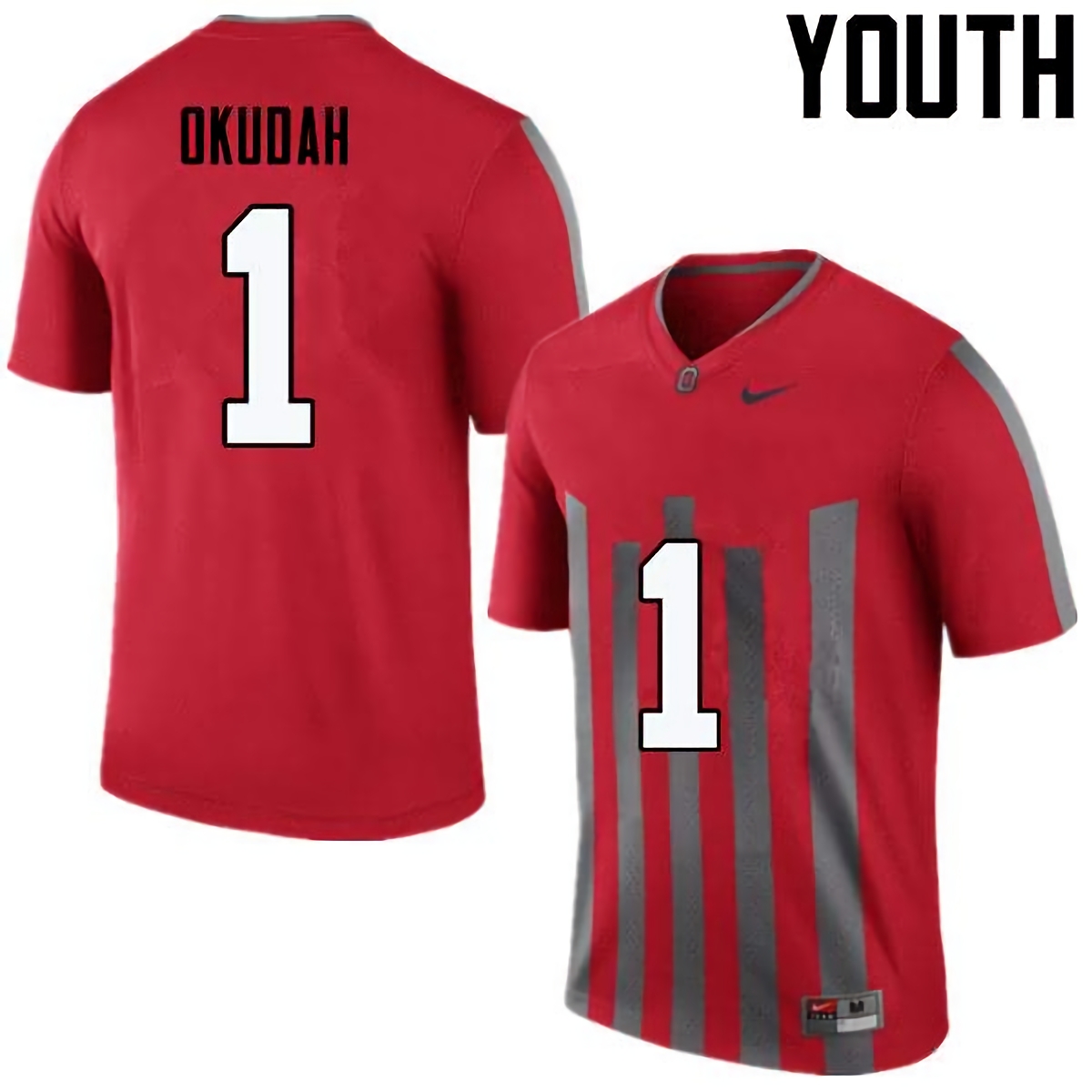 Jeffrey Okudah Ohio State Buckeyes Youth NCAA #1 Nike Throwback Red College Stitched Football Jersey ALV4556BW